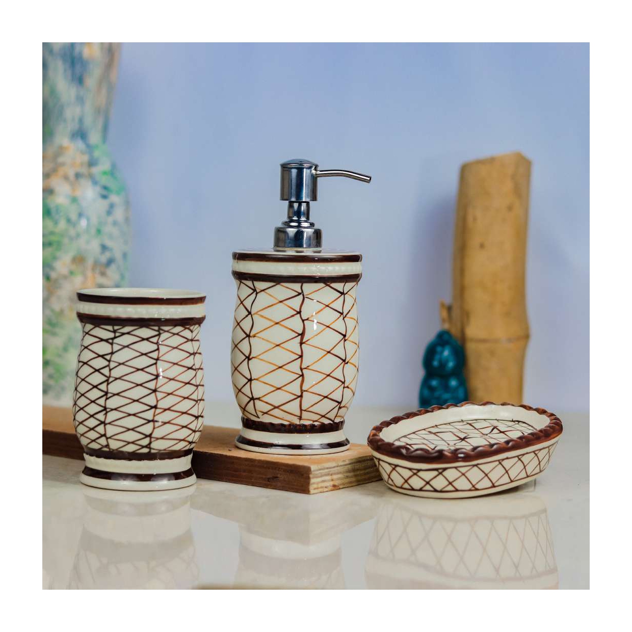 Hand-Painted Ceramic Bath Set - Image 5