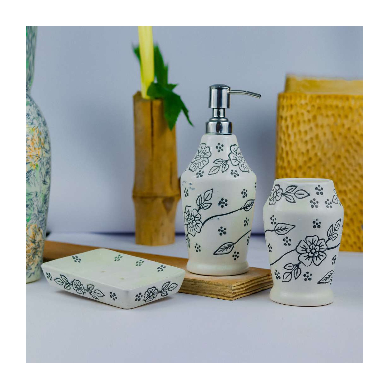 Hand-Painted Ceramic Bath Set - Image 9
