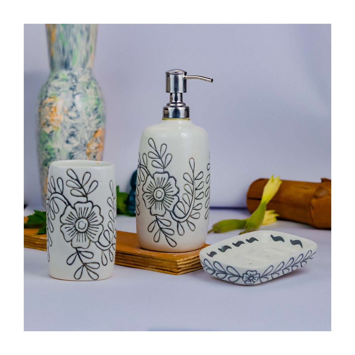 Hand-Painted Ceramic Bath Set - Image 14