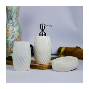 Striped Bath Accessories Set of 3