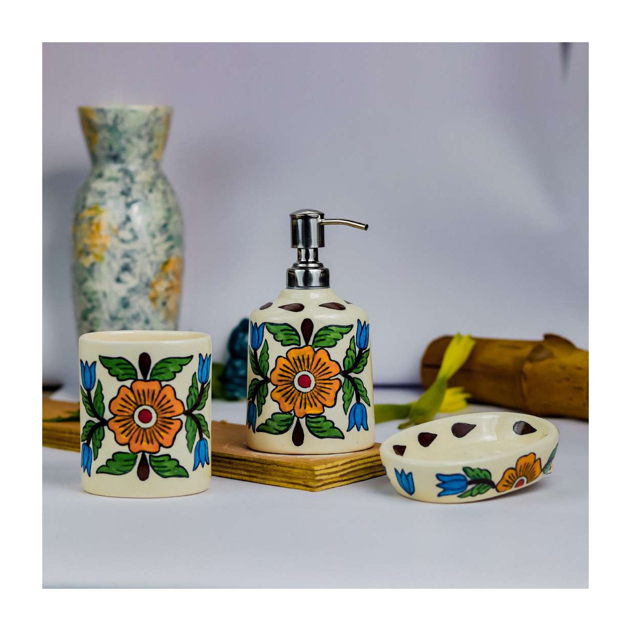 Hand-Painted Ceramic Bath Set - Image 15
