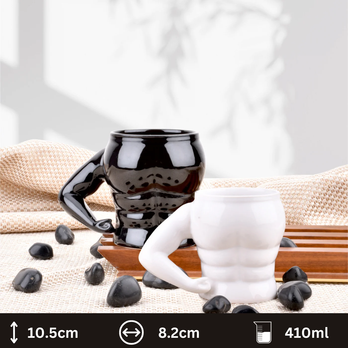 Muscle Body Shape with Unique Handle Ceramic Coffee Mug (400 ml) - Image 2