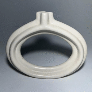 Oval Shaped Ceramic Flower Vase – Off White