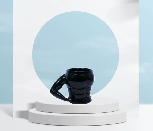 Muscle Body Shape with Unique Handle Ceramic Coffee Mug (400 ml)