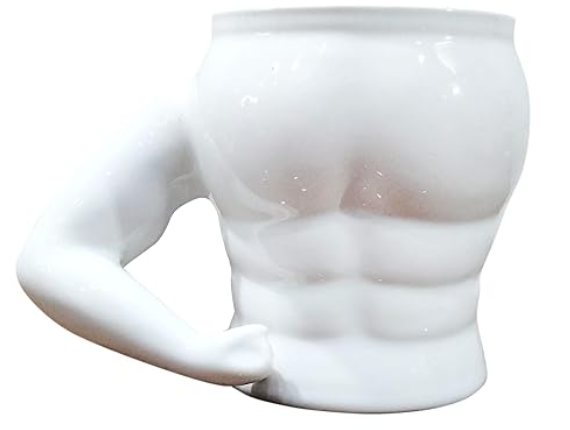 Muscle Body Shape with Unique Handle Ceramic Coffee Mug (400 ml) - Image 4