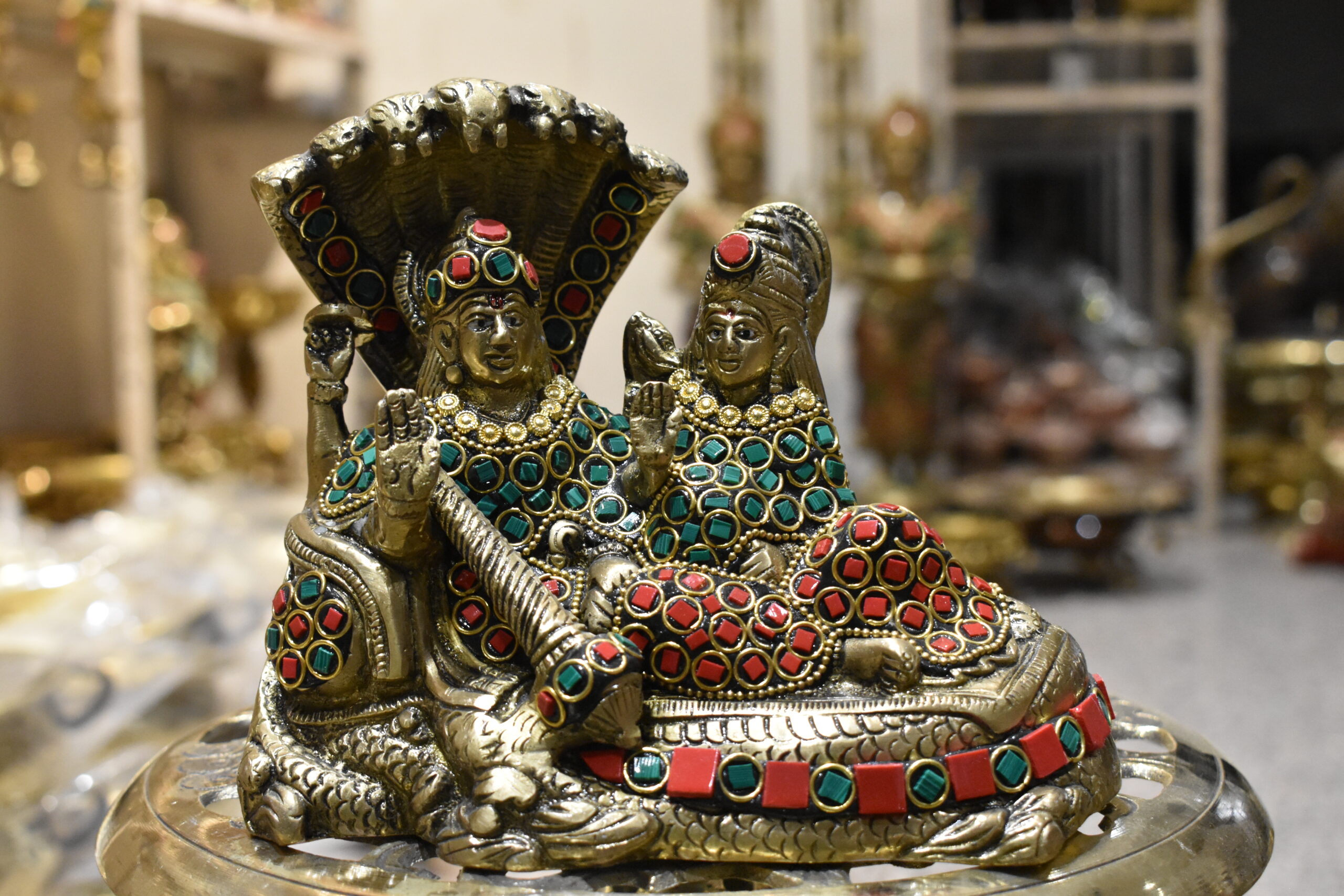 Brass Vishnu Lakshmi Idol