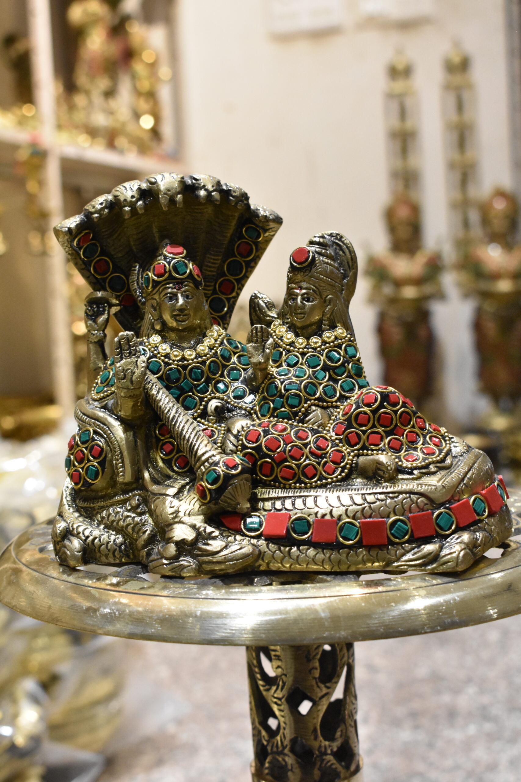 Brass Vishnu Lakshmi Idol - Image 3