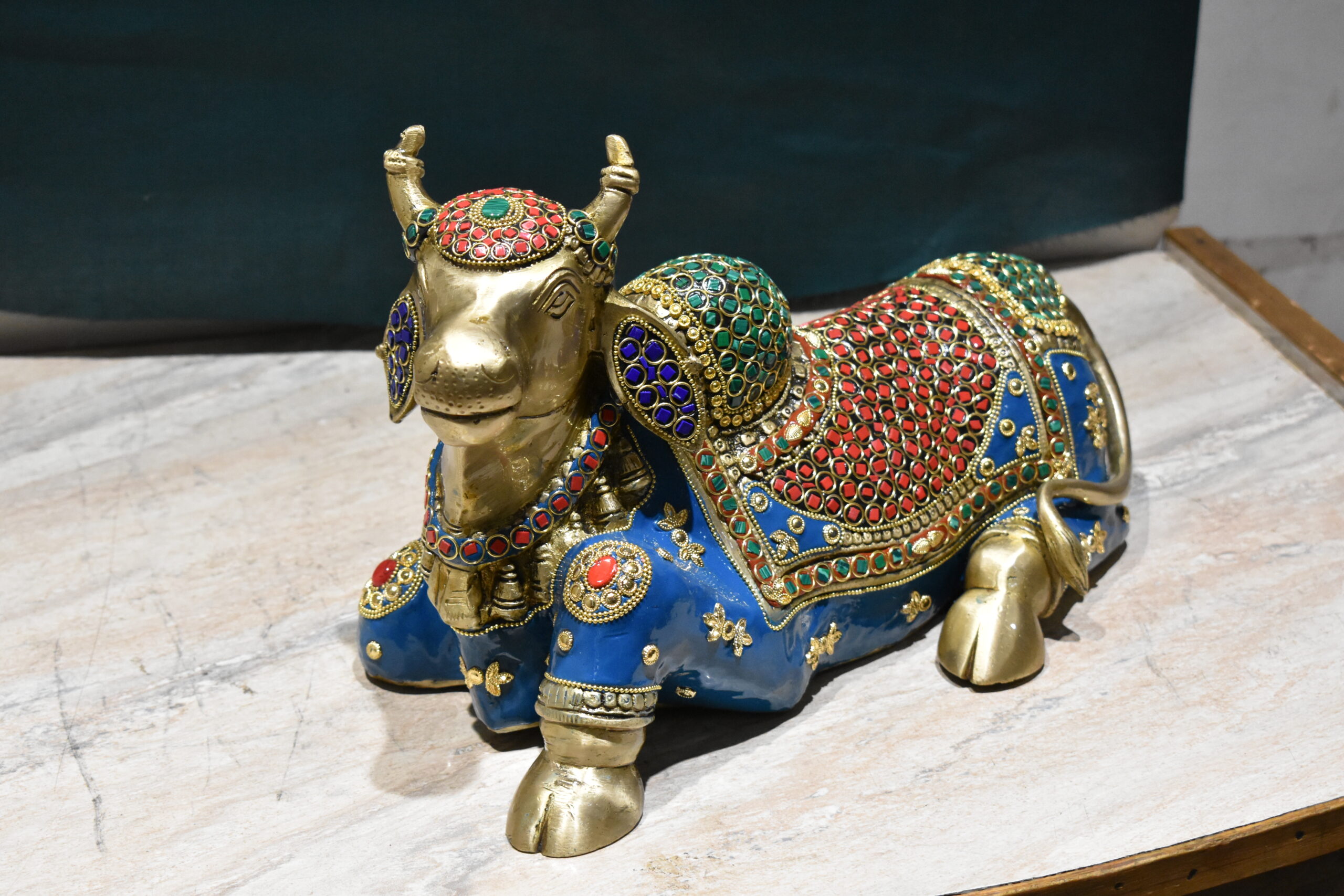 Brass Decorative Nandi Cow Figurine - Image 8