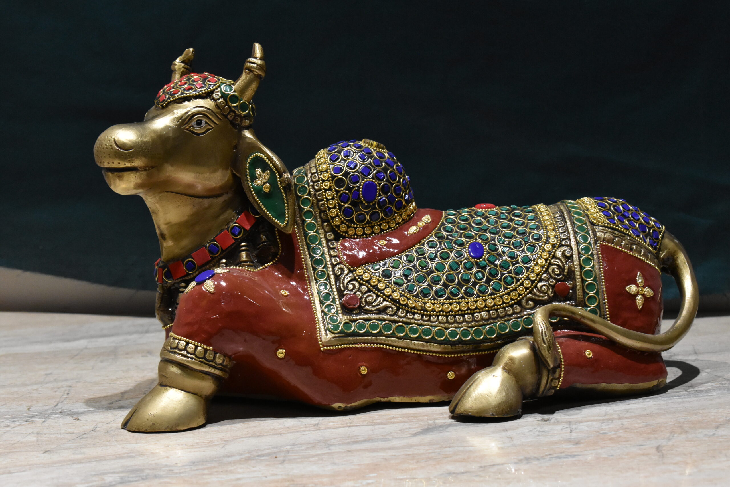 Brass Decorative Nandi Cow Figurine - Image 11