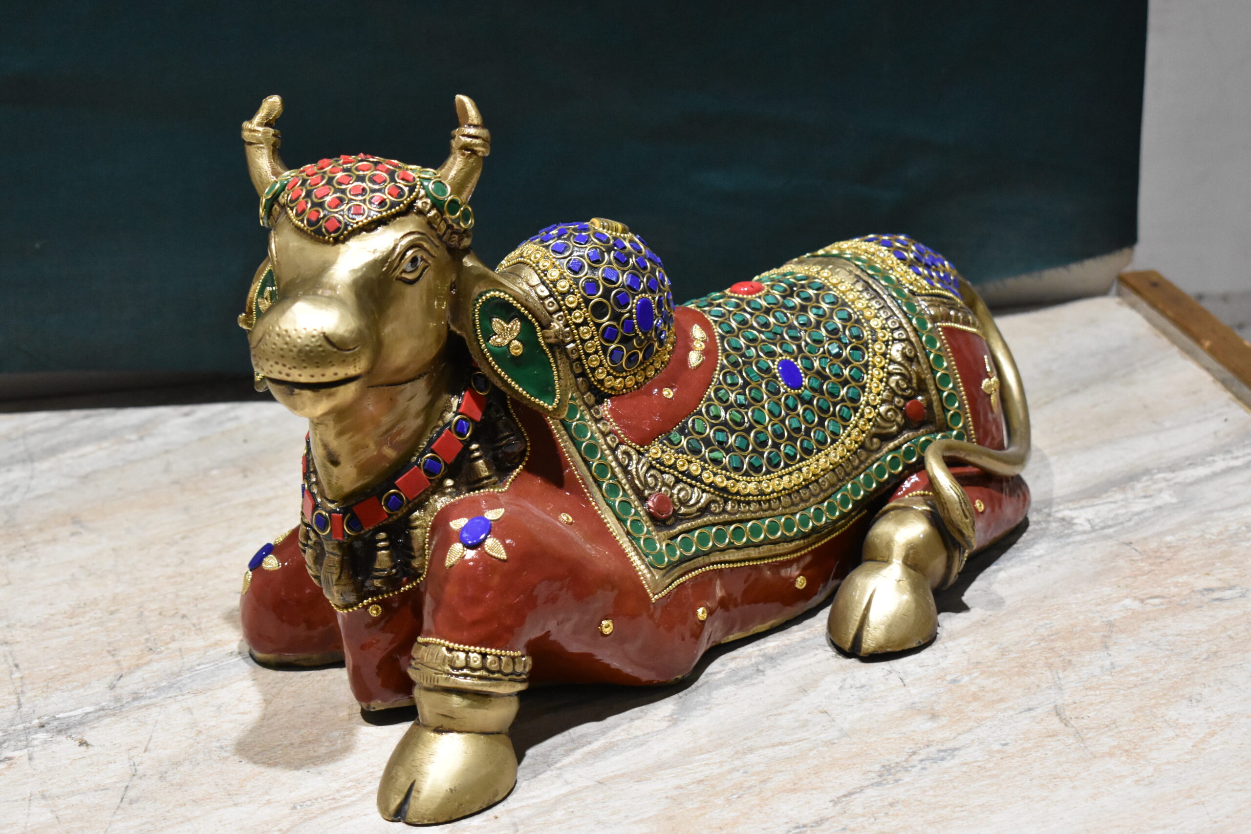 Brass Decorative Nandi Cow Figurine - Image 12