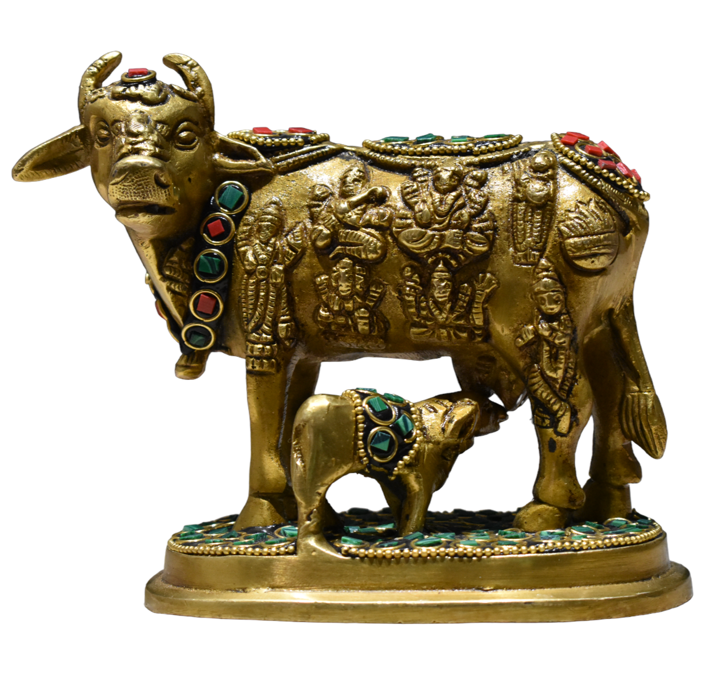 Brass Kamdhenu Holy Cow and Calf - Image 2
