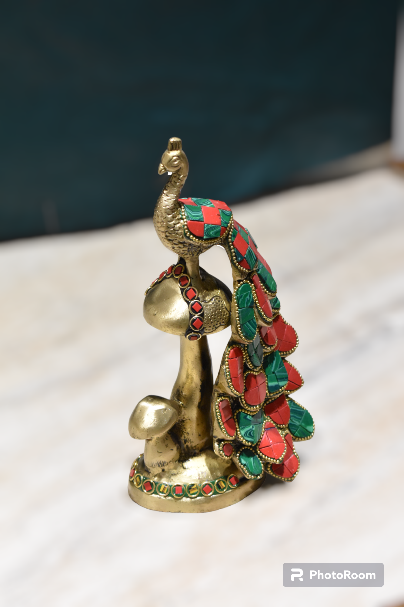 Brass Decorative Peacock Set in Sitting Posture - Image 2
