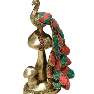 Brass Decorative Peacock Set in Sitting Posture