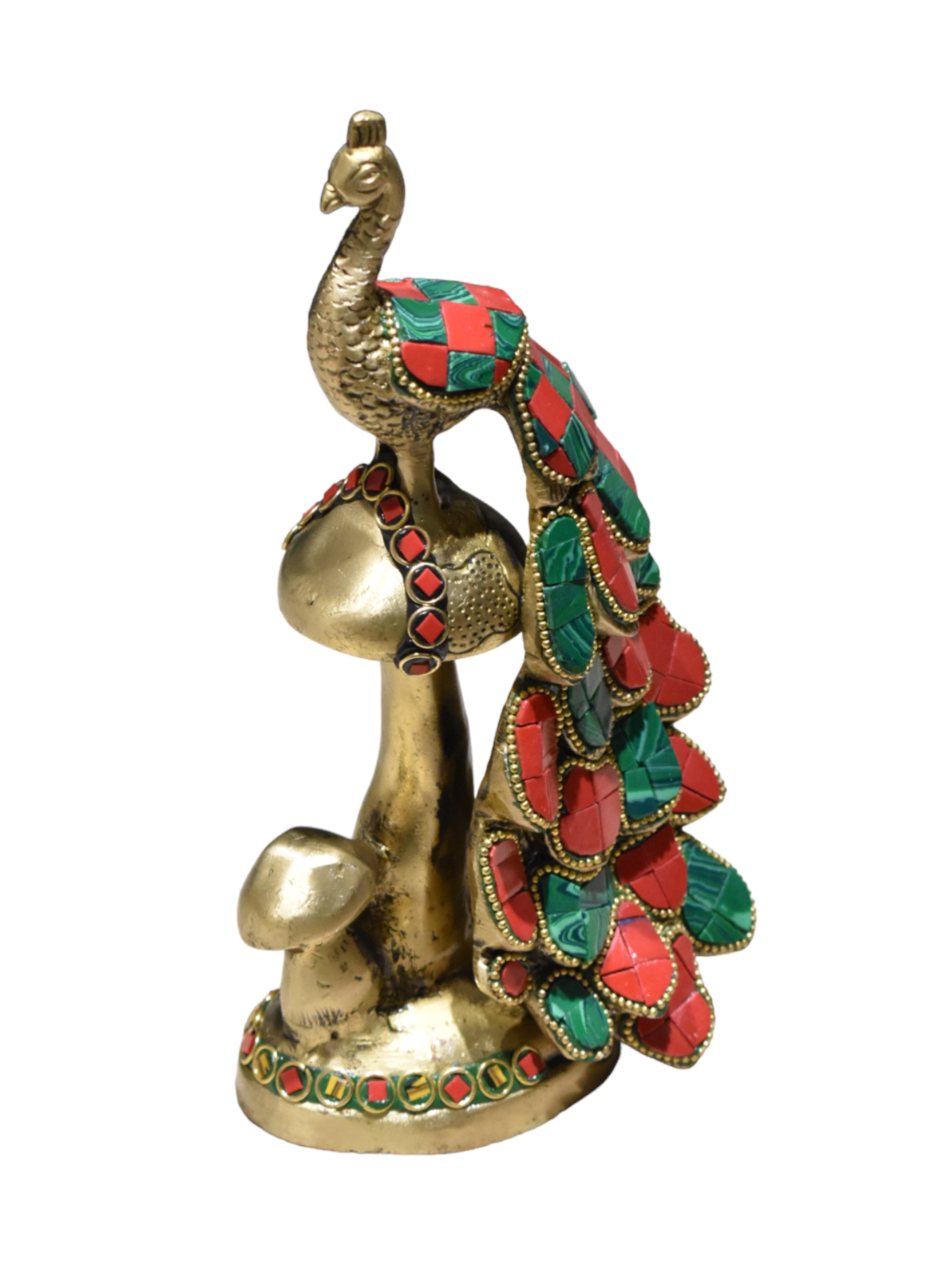Brass Decorative Peacock Set in Sitting Posture