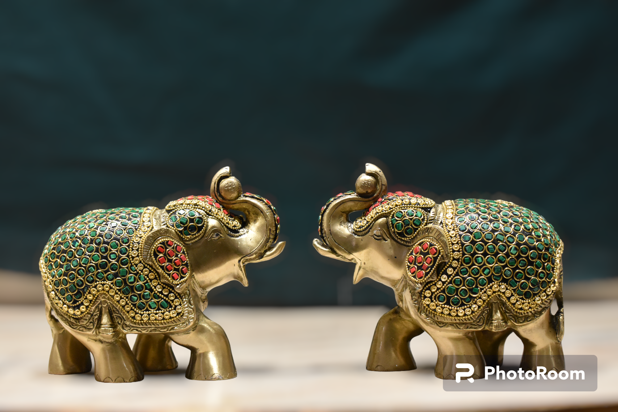 Brass Elephant Idol with Trunk Up - Image 4