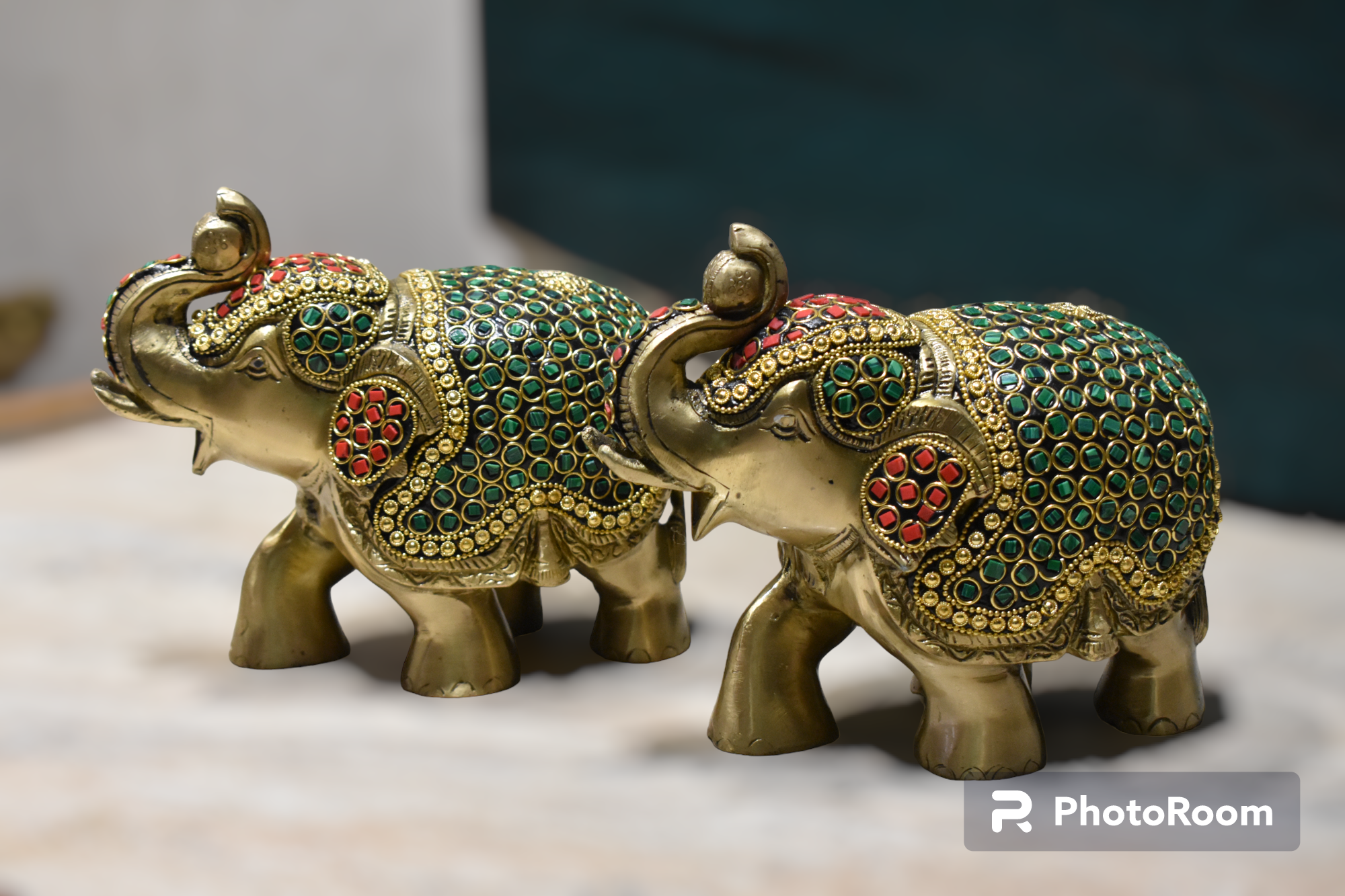 Brass Elephant Idol with Trunk Up - Image 6