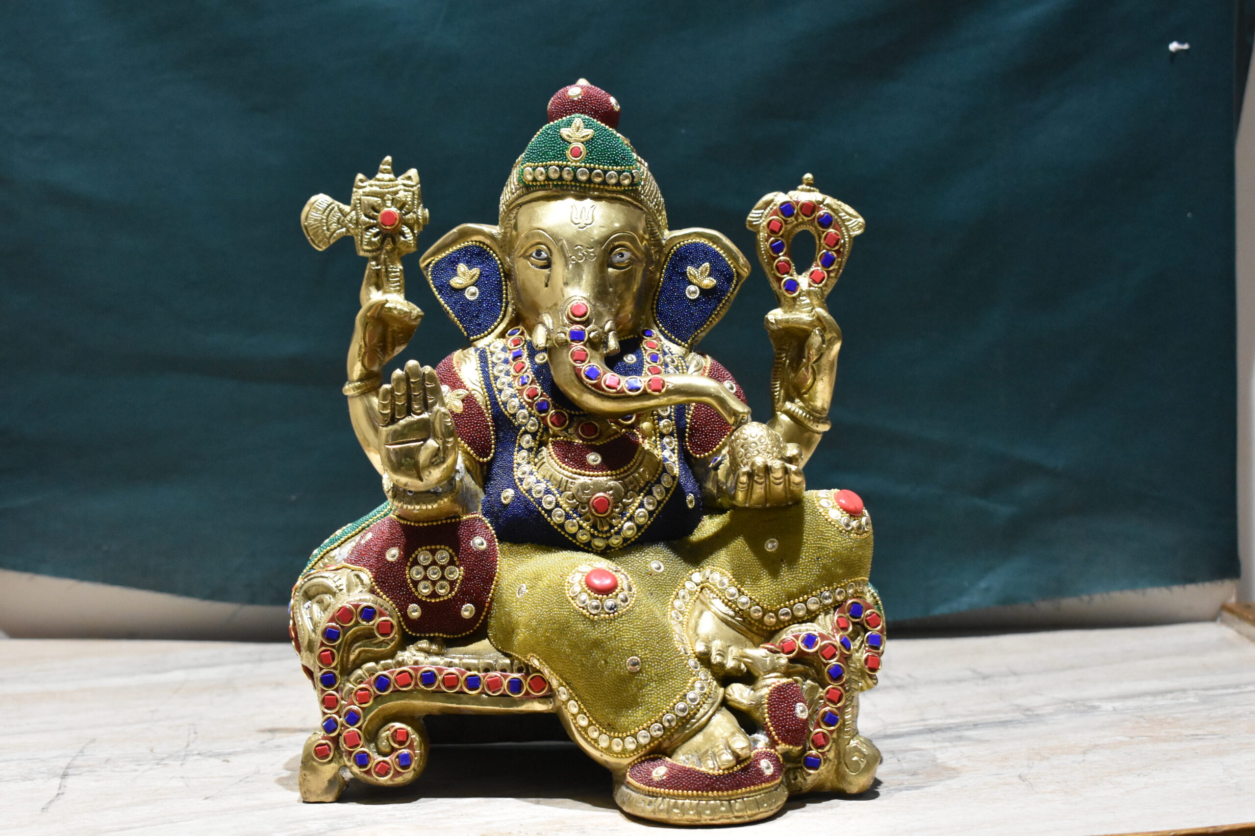 Brass Ganesha Statue on Base