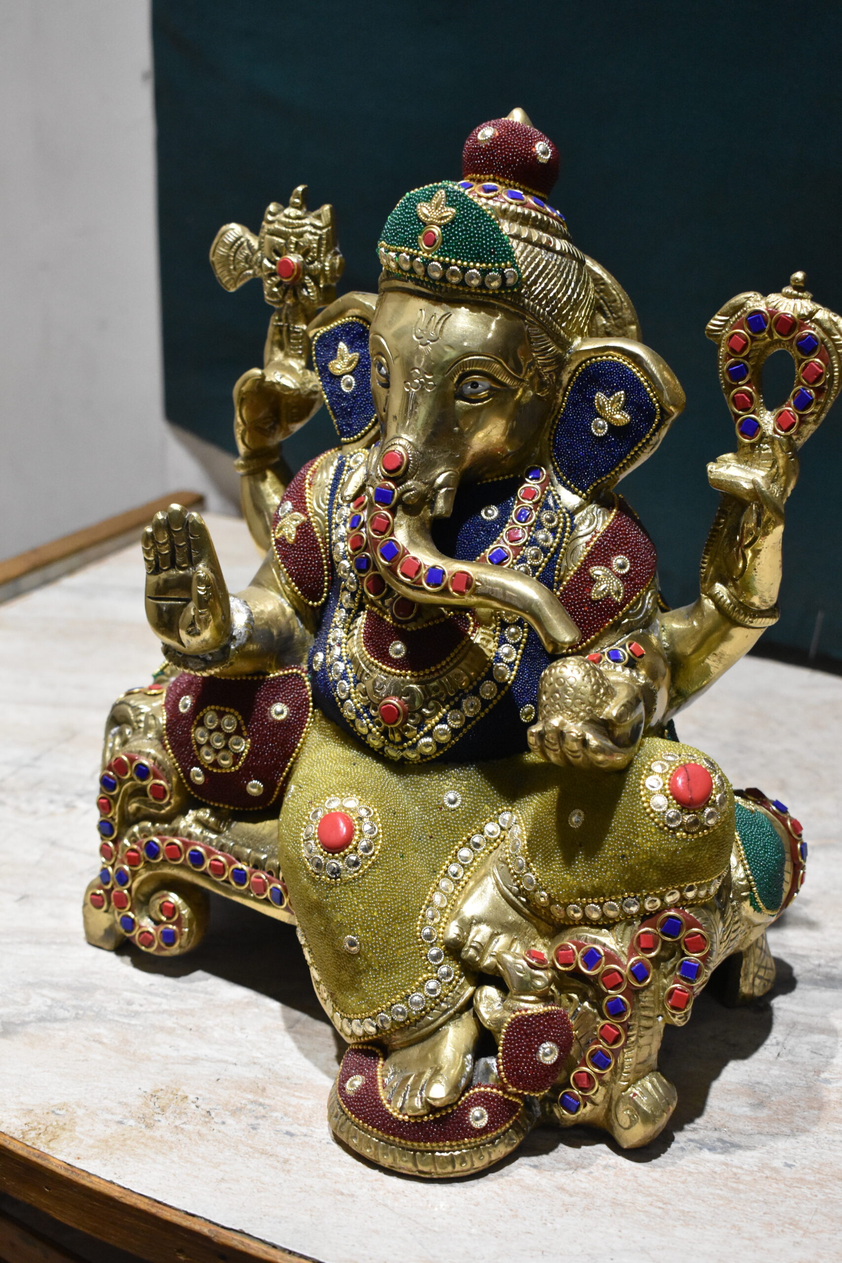 Brass Ganesha Statue on Base - Image 5