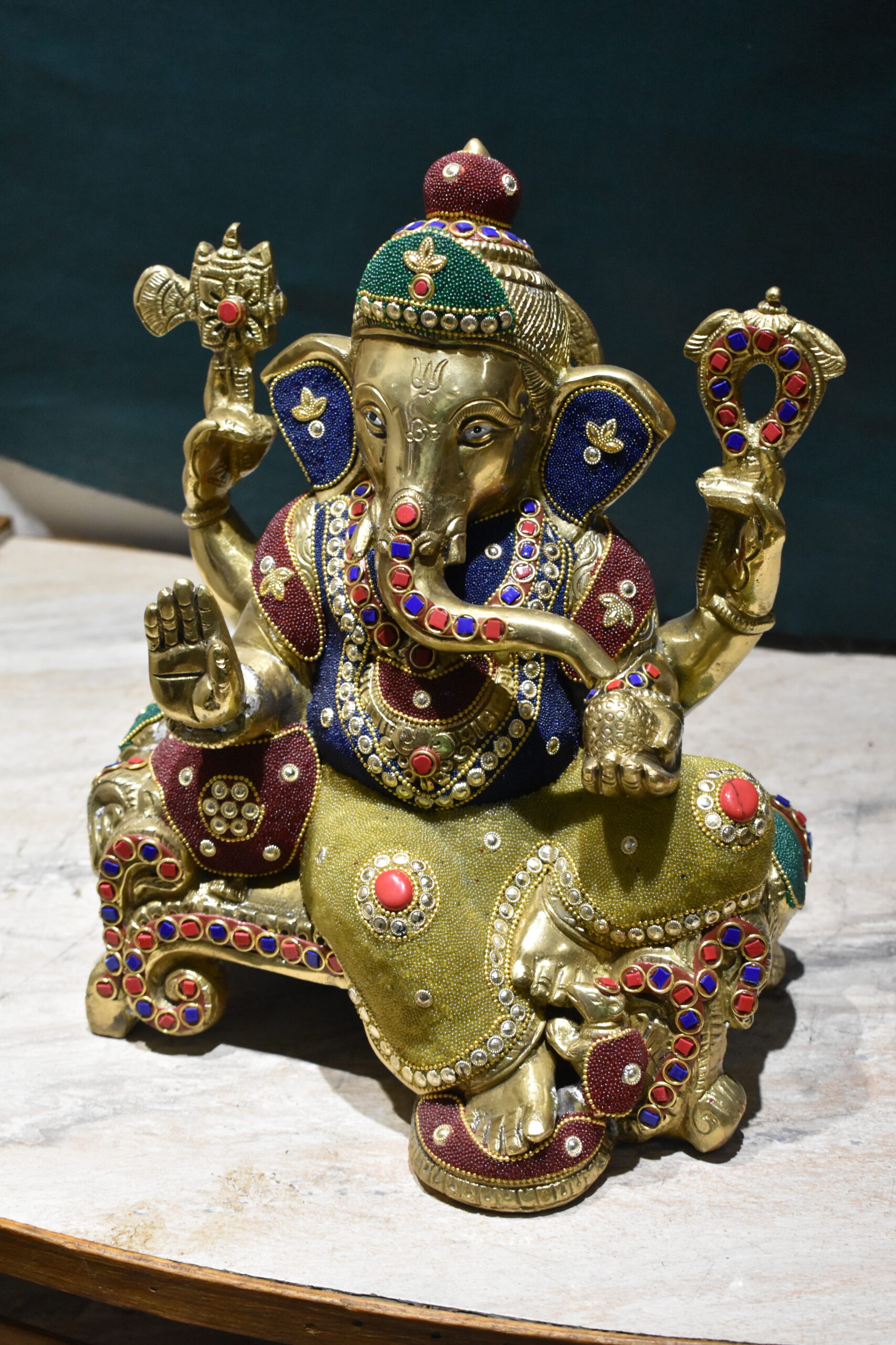 Brass Ganesha Statue on Base - Image 6