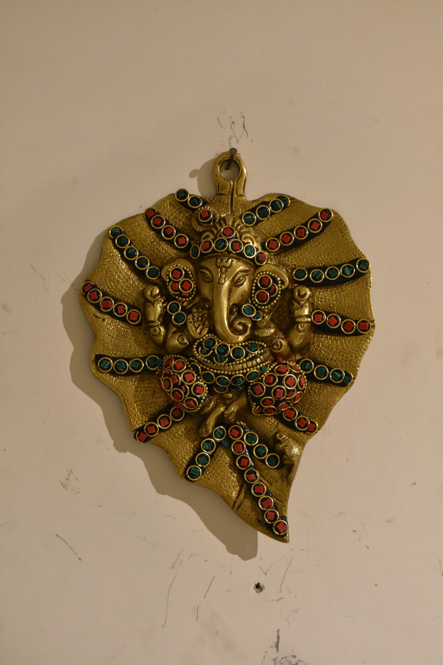 Brass Pan Ganesh Wall Hanging (8")