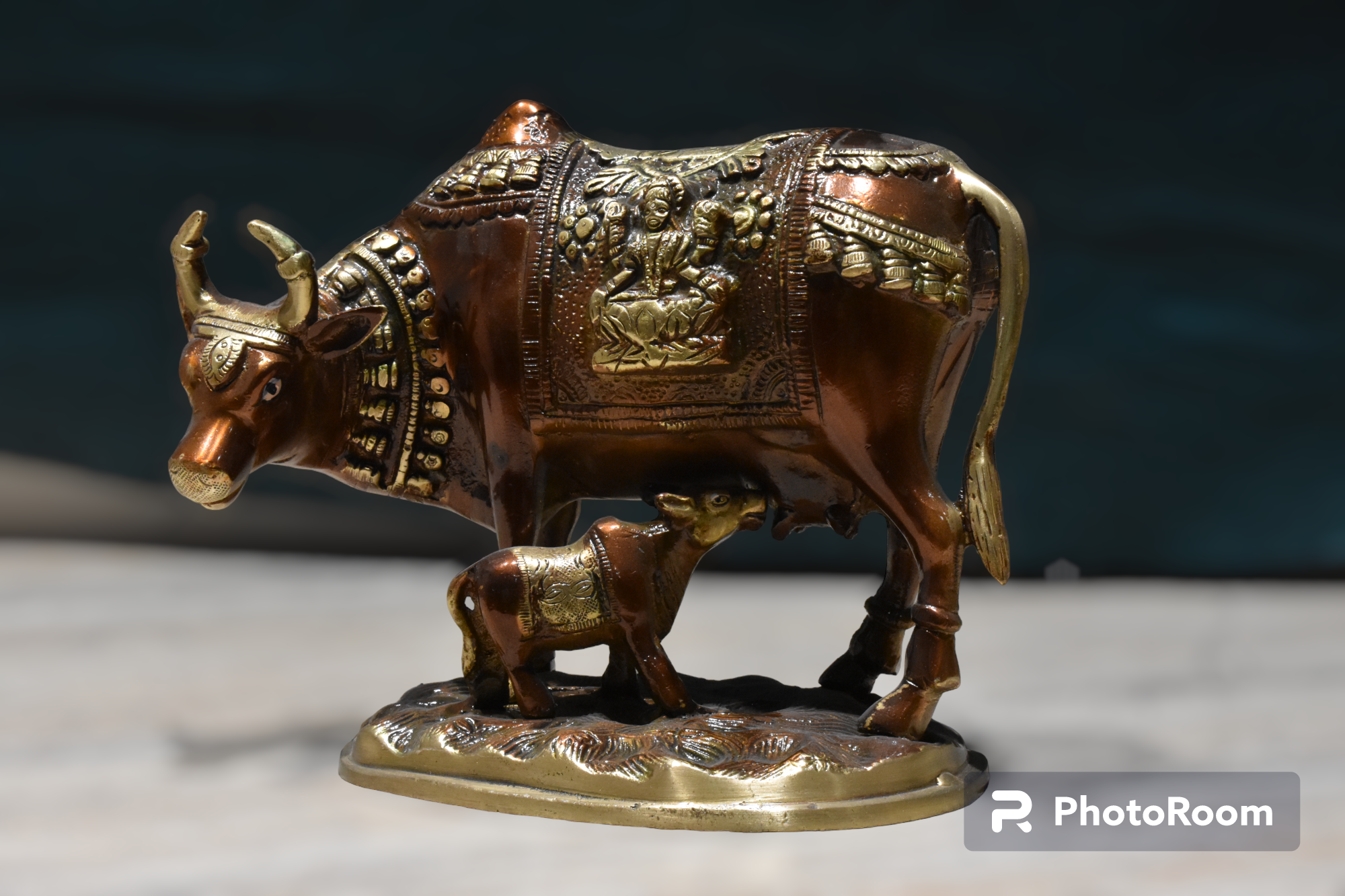 Brass Cow and Calf Figurines - Image 2