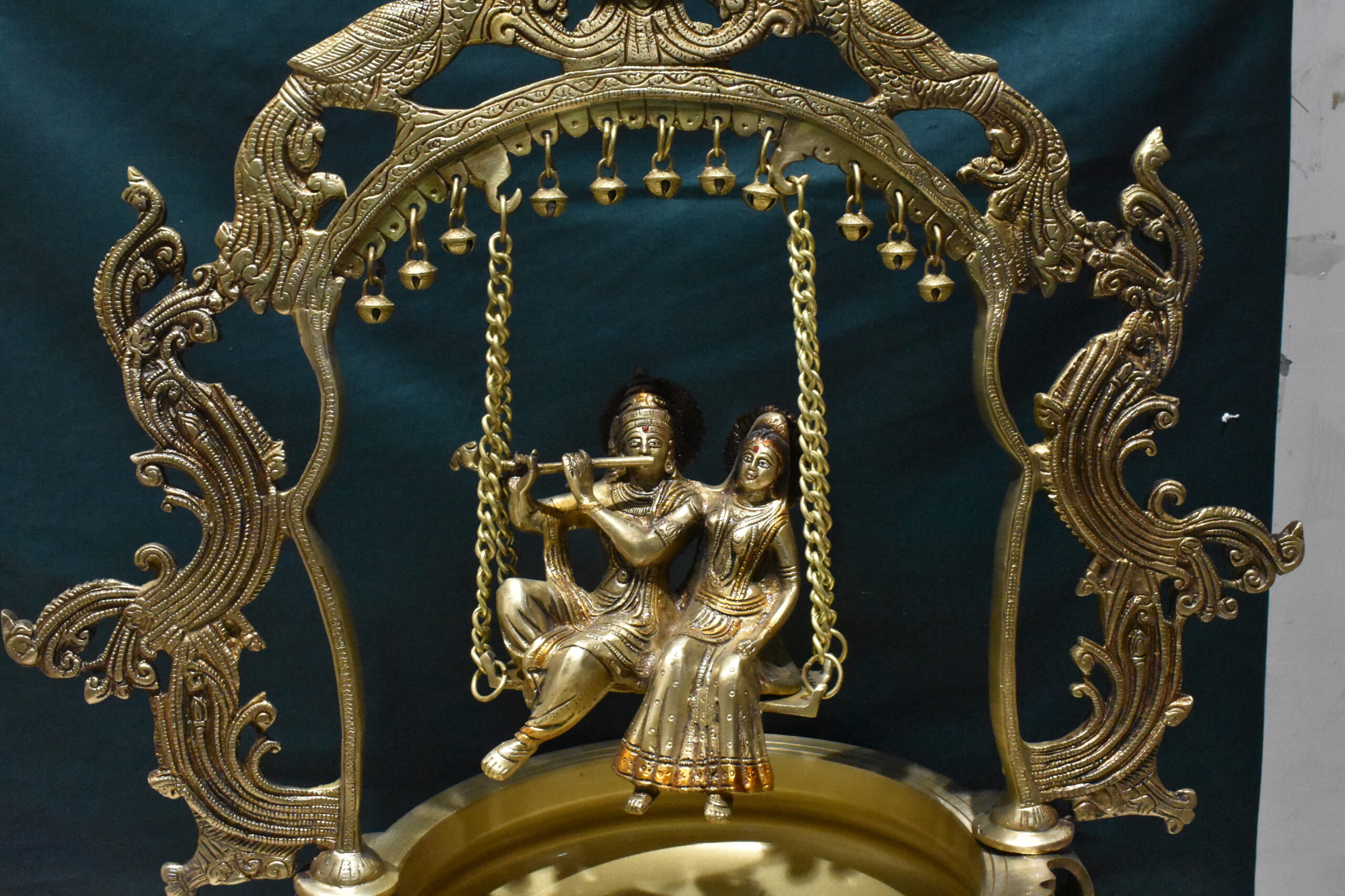 Brass Metal Radha Krishna Urli - Image 5