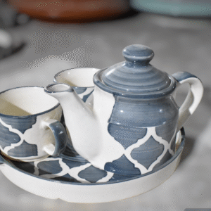 Tea Kettle Set with Cups and Serving Tray