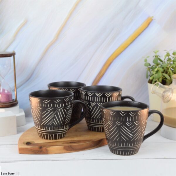 Urban Hastkala Embossed Charcoal Carving Ceramic Mug