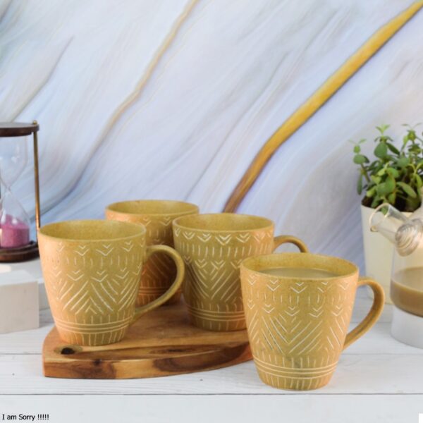 Urban Hastkala Embossed Charcoal Carving Ceramic Mug