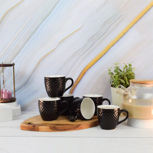 Textured Ceramic Glossy Embossed Cups and Mugs