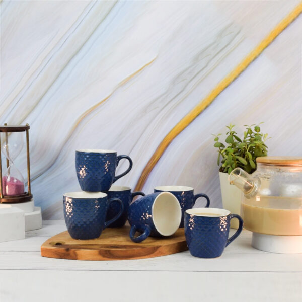 Textured Ceramic Glossy Embossed Cups and Mugs