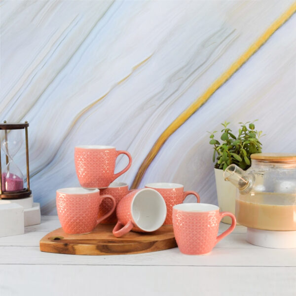 Textured Ceramic Glossy Embossed Cups and Mugs