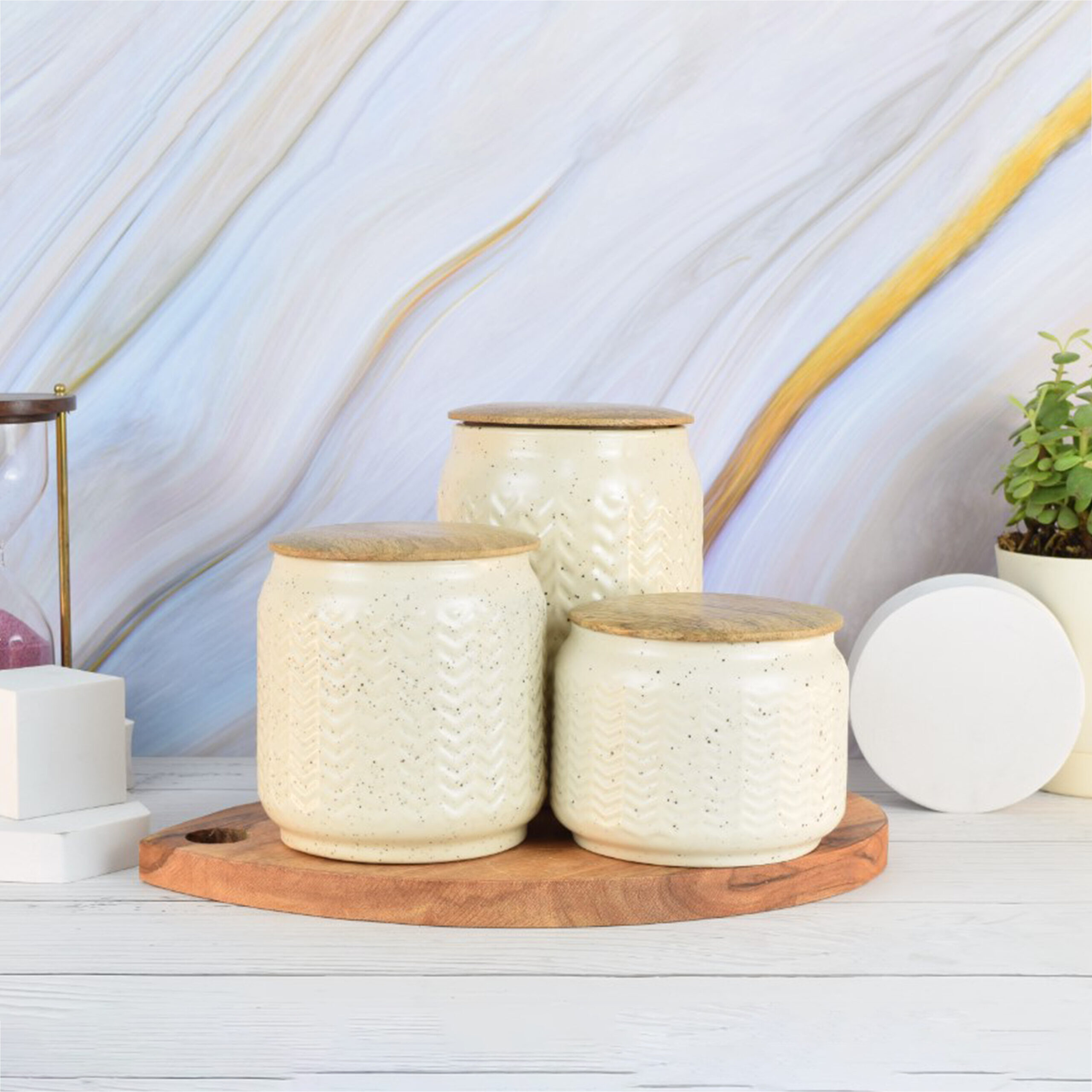 Textured Dishwasher Safe Container - Set of 3