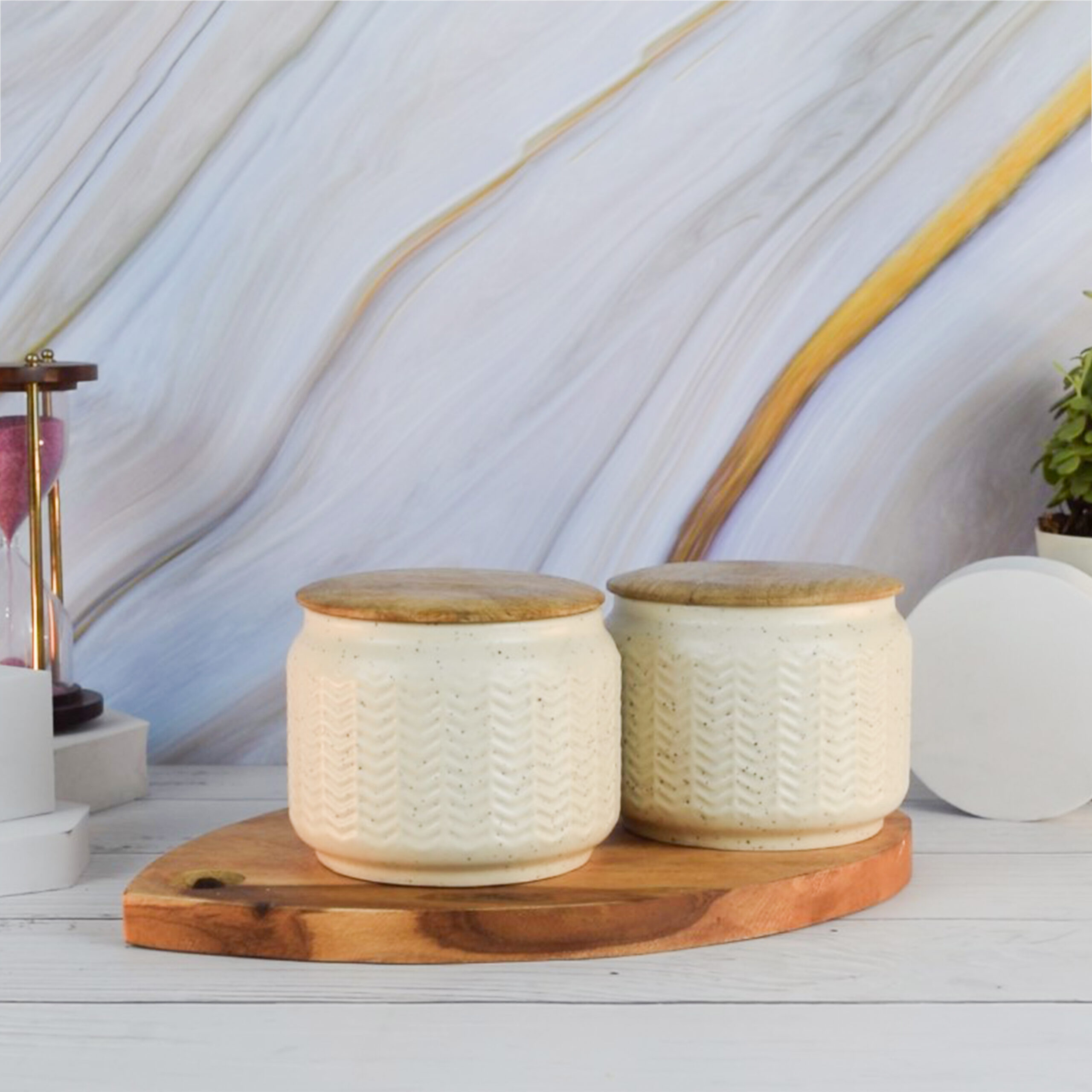 Ceramic Cookie Jar - 750 ml (Pack of 2)