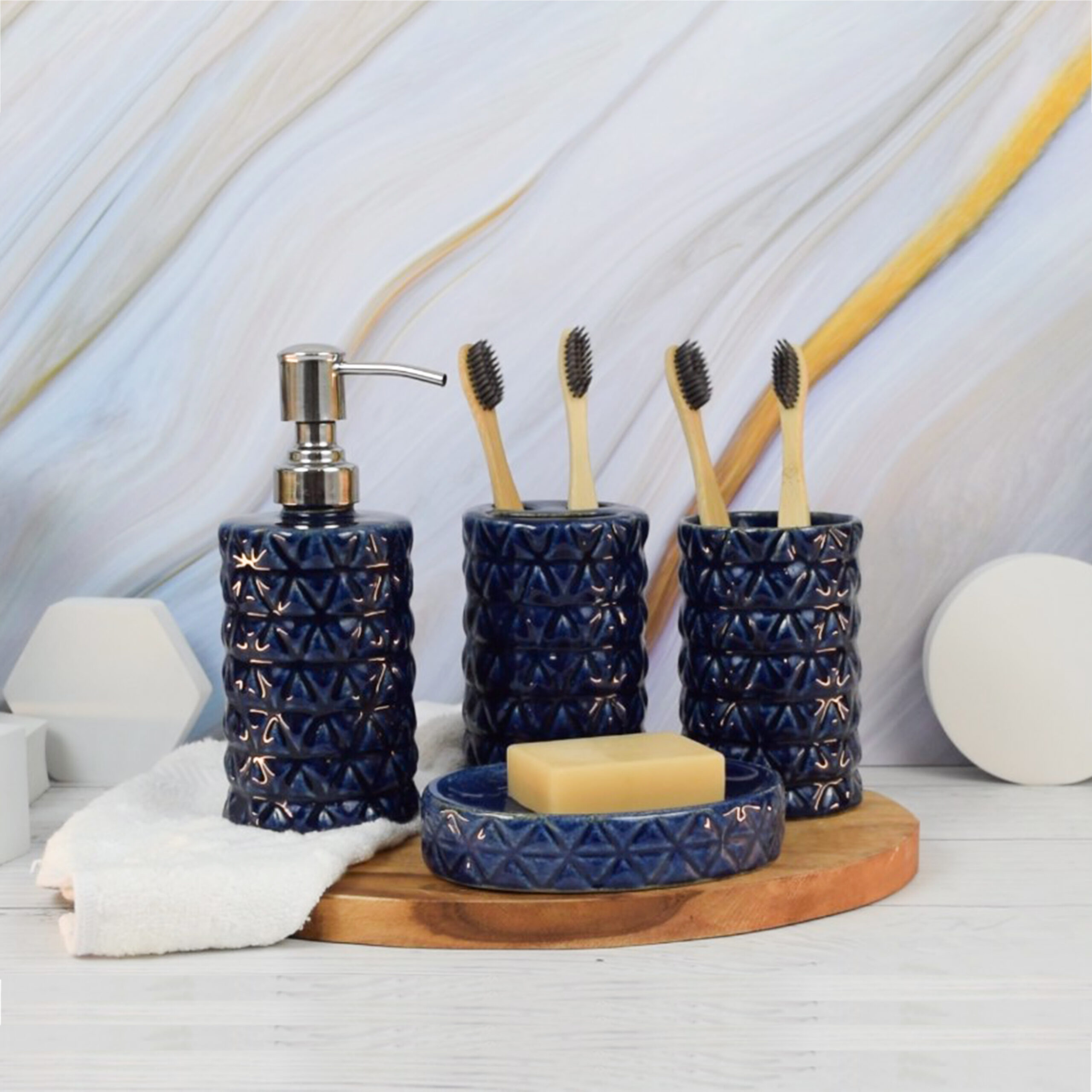 Premium Ceramic Bath Set - Pack of 4