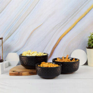 Textured Ceramic Serving Bowls - Set of 3