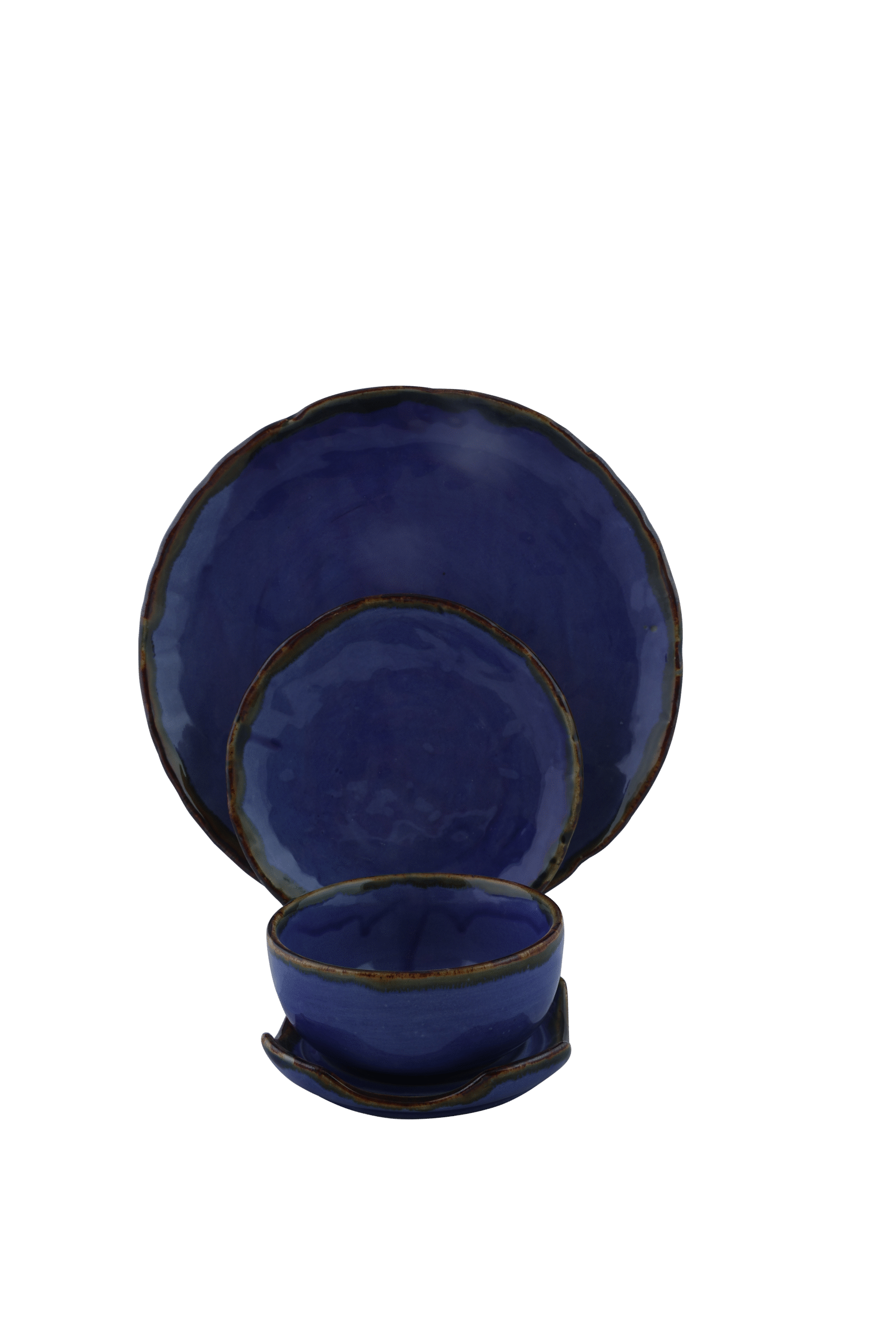 Blue-Brown Dual Shade Pottery Dinnerware Set - Image 6
