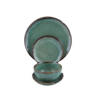 Green Stoneware Crockery Set